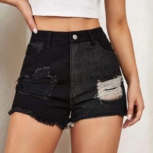 Two Toned Denim Shorts